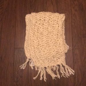 Hand Knit cream scarf